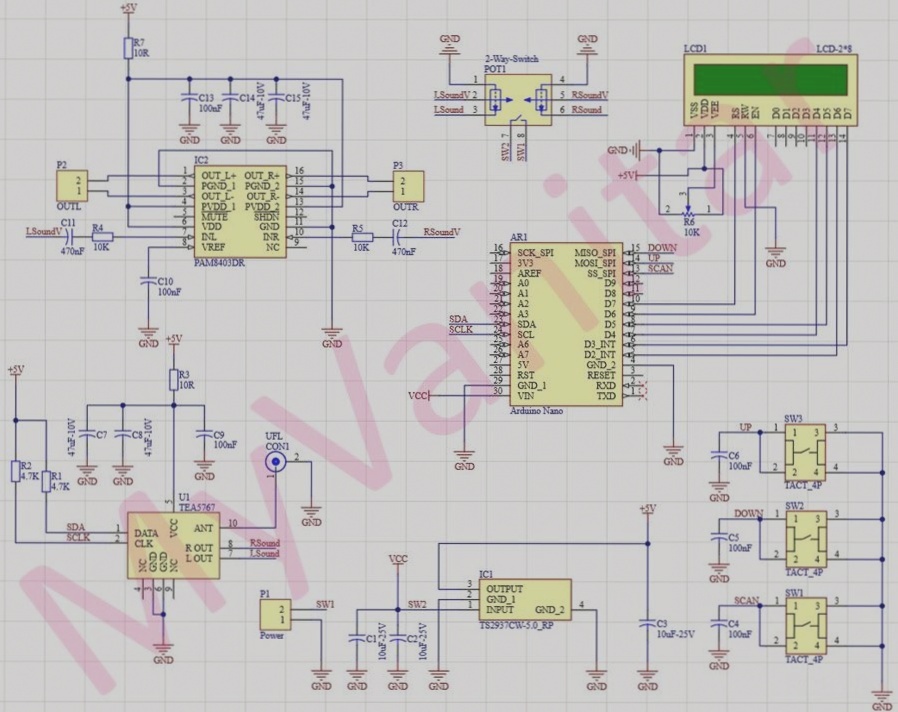 A PCB Design Tutorial for a Digital FM Receiver Using Arduino with a 3W Class-D Stereo Amplifier